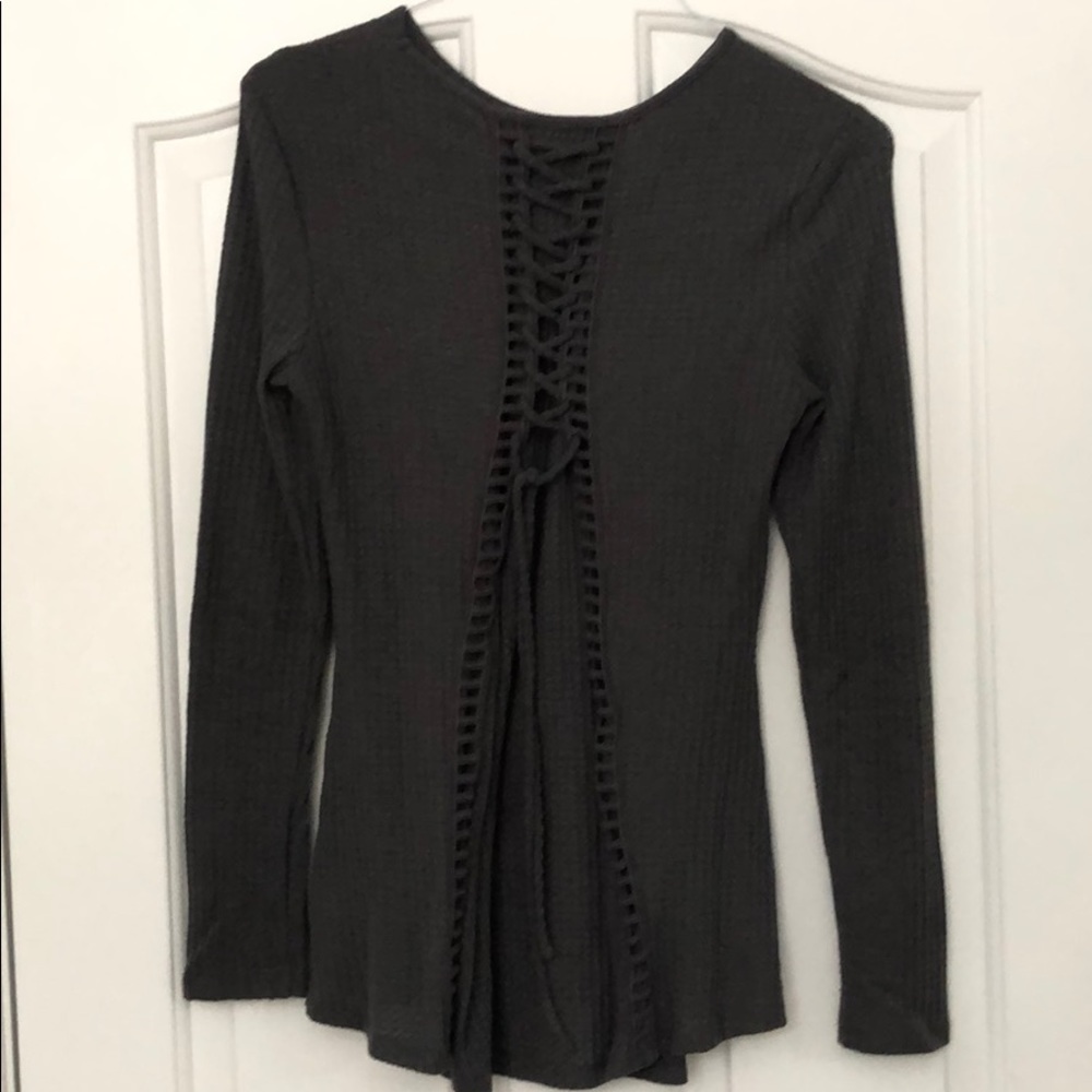 Tie-back Dove Gray Sweater